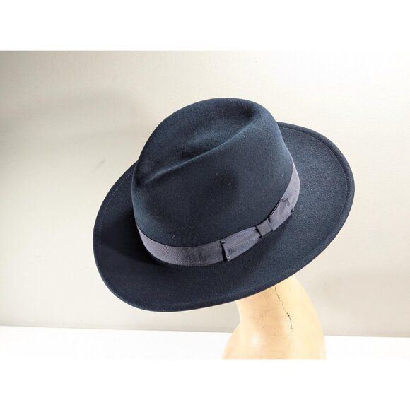 Bailey of Hollywood CURTIS Large 60 cm Navy Blue LiteFelt fedora made in USA, - Picture 3 of 10